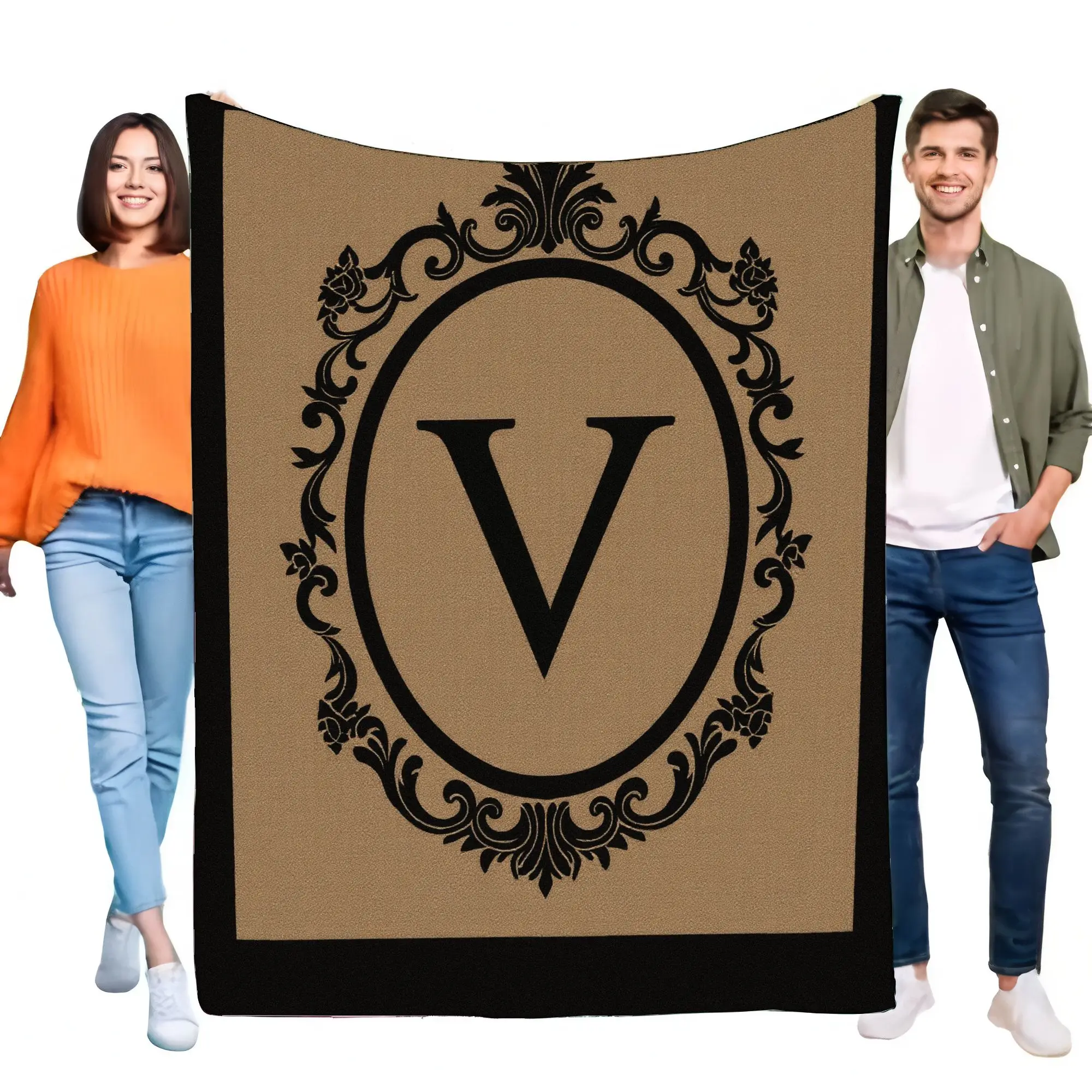 Luxuriöse Überwurfdecke mit Monogramm, weicher, gemütlicher, dekorativer Stoff für Zuhause, Schlafsofa, stilvolles, warmes Geschenk für Familie und Freunde, Elegan