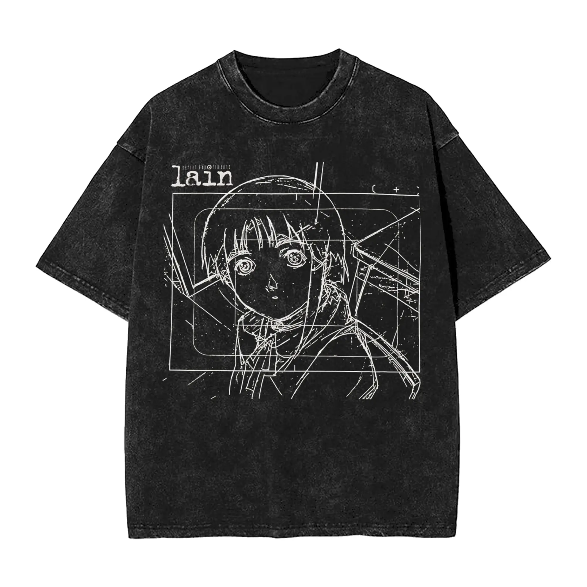 Lain Iwakura Sketch T Shirt Summer Serial Experiments Lain Street Style T-Shirts Hip Hop Tshirt For Men Short Sleeves Design Top