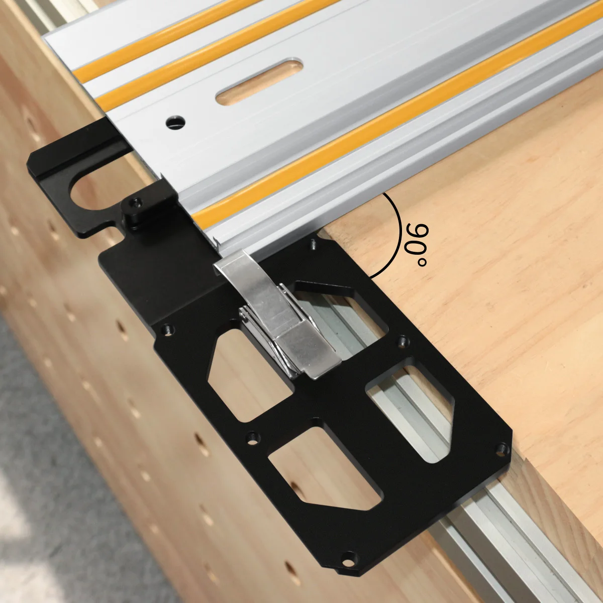 Track Saw Square Circular Saw Guide Rail Angle Stop with Edge Support, 90° Right Angle, Compatible with Festool and Makita