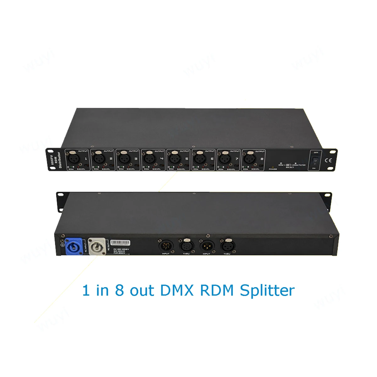 Distribuidor divisor de señal RDM DMX512 de 8 canales, amplificador aislado, expansor, 3 pines, 1 pulgada, 2 entradas, 8 salidas, enchufe Neutrik XLR