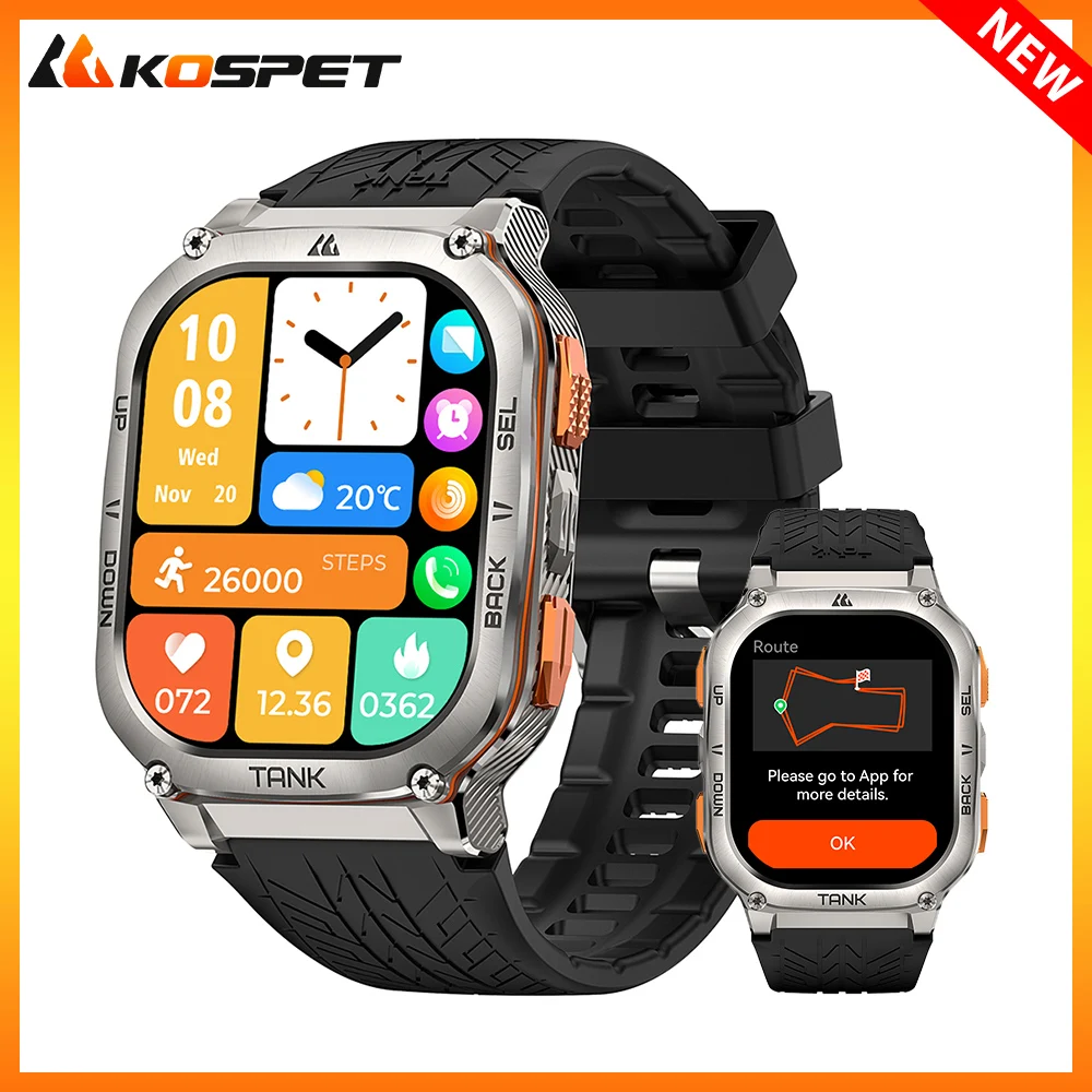 KOSPET-reloj inteligente M3 Ultra con GPS para hombre y mujer, accesorio de pulsera resistente al agua con Pantalla AMOLED Digital militar,