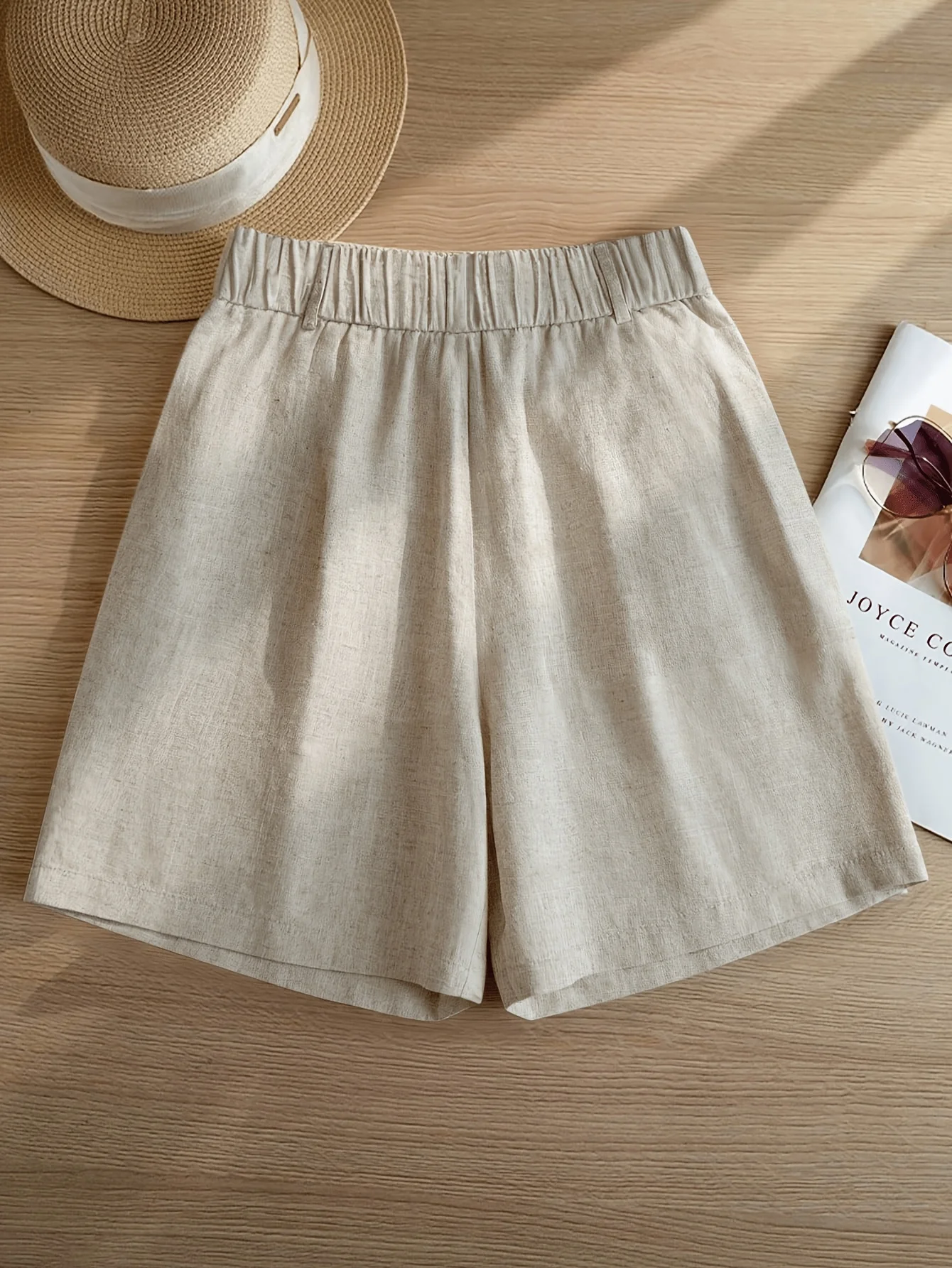 Women's Casual Fashion Design Resort Style Linen Pleated A-Line Shorts