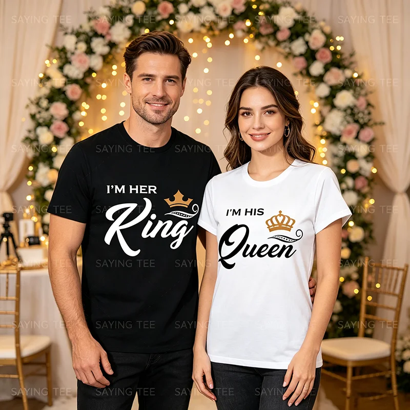 Ich bin ihr König T-Shirt, lustiges Paar-Shirt für Freund und Freundin, ich bin seine Königin für Frauen, Valentinstag, Jahrestage, Partykleidung, T-Shirt – Detail 5