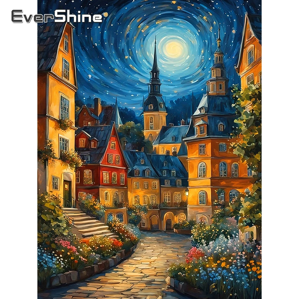 Evershine Diamant Mosaik Straße Stickerei Cartoon Kunst Voll Quadrat Bohrer Set DIY Malerei Haus Strass Wand Dekor