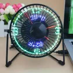 Usb Fans Real Clock Temperature Date Adjustable 6 Inch Iron Art Cooler USB Gadgets Fan For Desk Car With Led Light Mute