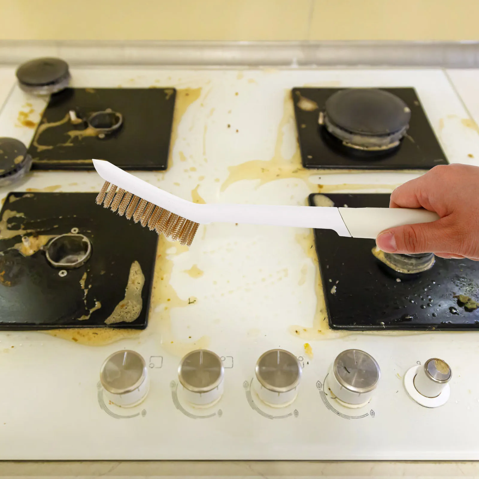 

Copper Wire Cleaning Brush Powerful Oil Stain Remover for Kitchen Stove Gap Grill Pot Scrubber No Residue Daily Maintenance