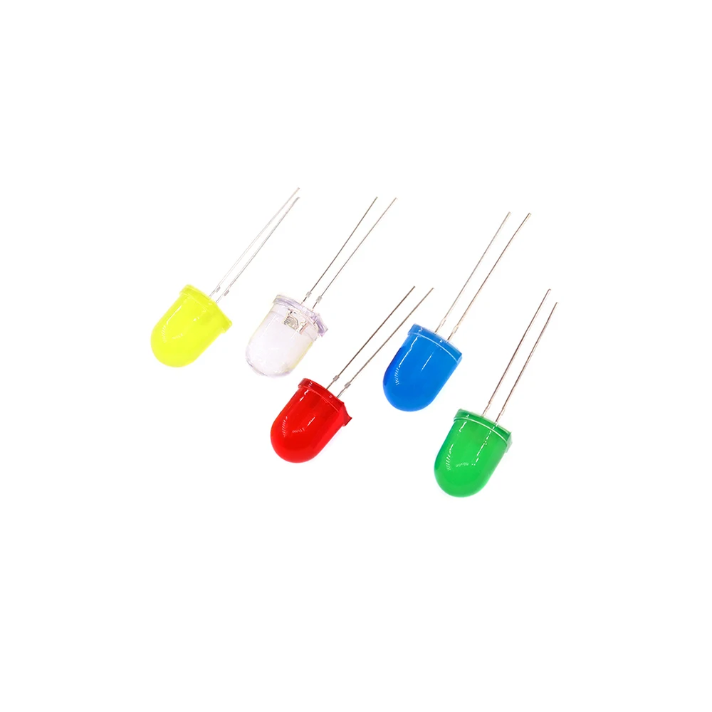 10 Stücke 10mm Runde Top Ultra Super Helle Emittierende Diode LED Weiß Rot Grün Blau Gelb UV Rosa Orange Dome Licht Diode Lampe