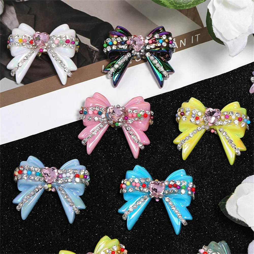 ST46 UV Plated Heart Chain Bow Acrylic Pen Beads DIY Car Hanging Mobile Phone Chain Accessories Materials