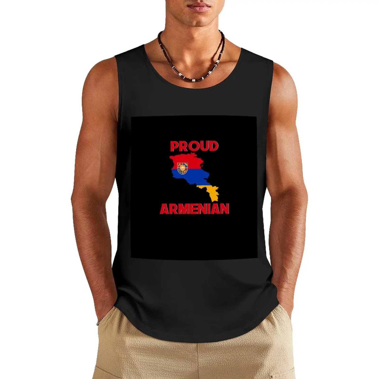 

Proud Armenian Flag Of Armenia Tank Top Men's gym articles Men's gym t-shirt Men sleeveless tee gym shirts