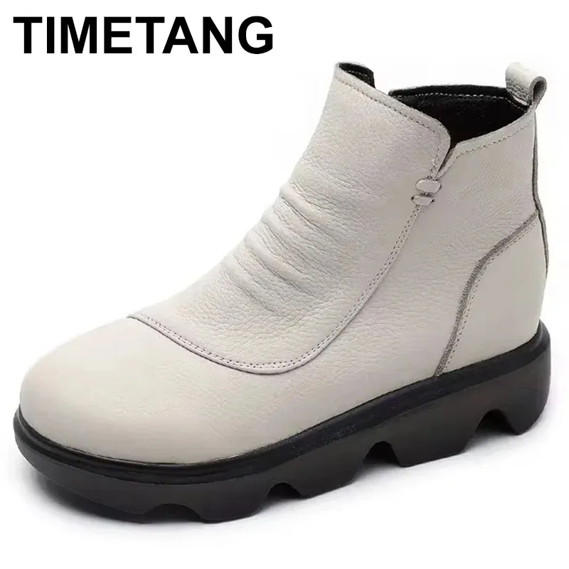 

Новинка 2023 года, ботильоны из коровьей кожи, весенние женские осенние туфли на молнии на платформе, резиновые удобные лоферы до щиколотки, женская обувь с дымоходом