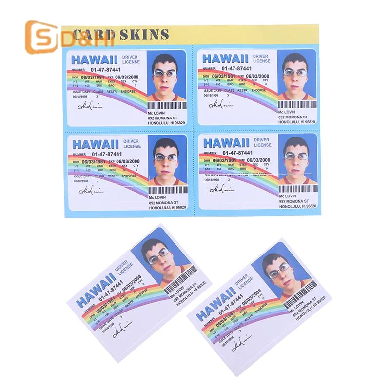 1/4PCS Mclovin Bank Credit Cards Bus Pass Stickers Cool Decoration Waterproof Card Driver's License Credit Card Sticker