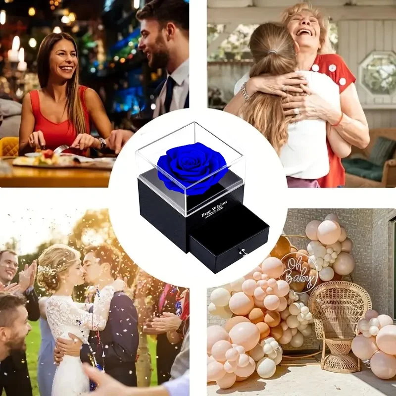 1 Piece of Eternal Love Rose Jewelry Box, Multifunctional Storage Box, Creative Necklace Box, Eternal Flower Rose Gift, Birthday Gift for Mother, Grandmother, Wife, Girlfriend, Packaging Box for Boyfriend, Valentine's Day Gift, Anniversary Gift, New Year Gift.