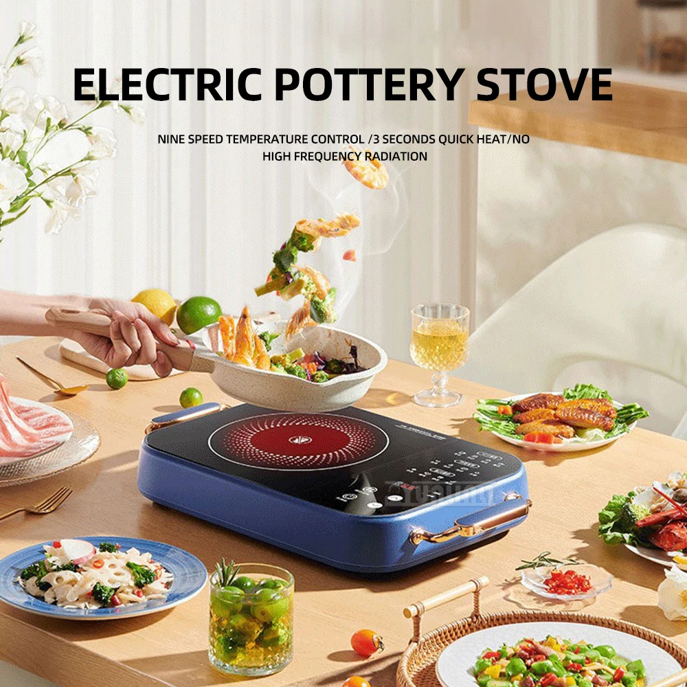 2200W High Power Electric Ceramic Stove Household 9 Gear Heating Multifunctional Kitchen Induction Cooker