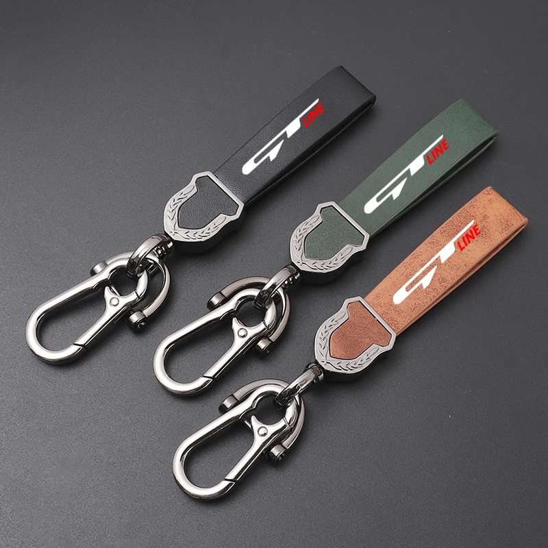 High-grade leather Ultra-clear printing High-quality key chain Keychain For KIA GT LINE car accessories