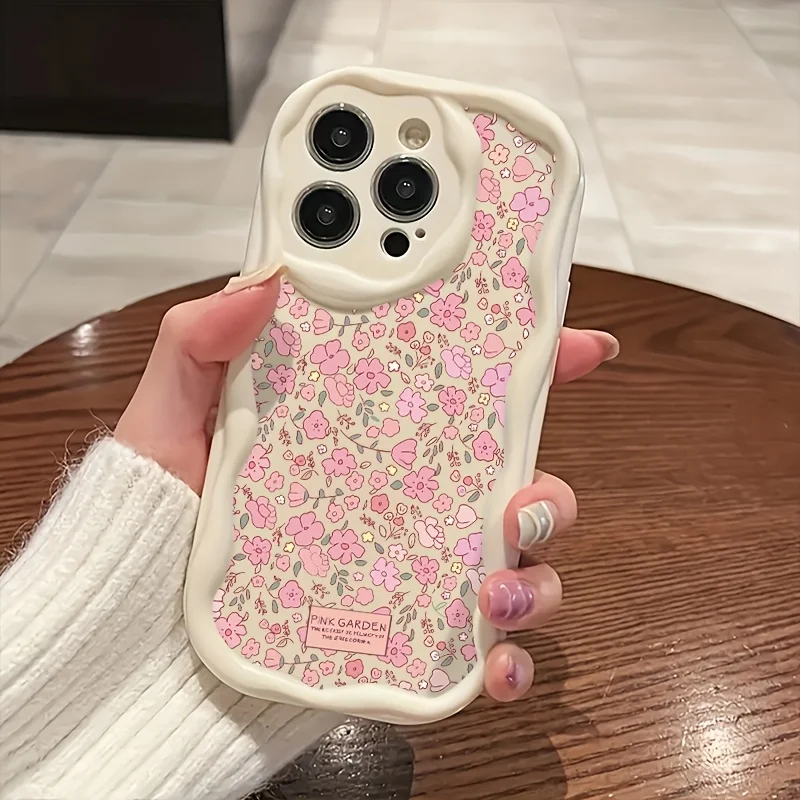 Full‑print Blossom Lens Protect 3D Wavy Edge Phone Case For Samsung Galaxy S23 S24 S25 S26Ultra A06 A27 A36 A55 A56 A57 5G Cover