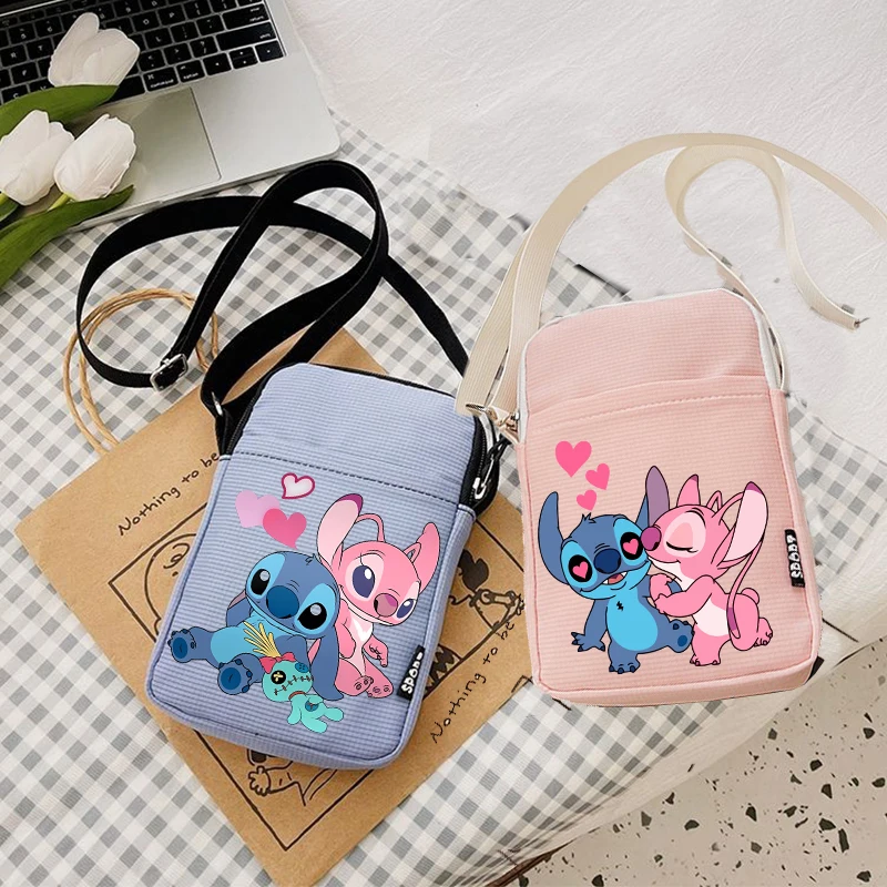 Disney Lilo&stitch Portable Shoulder Bags Women Mobile Phone Bags Mini Female Messenger Purse Lady Female Square CrossBody Bag