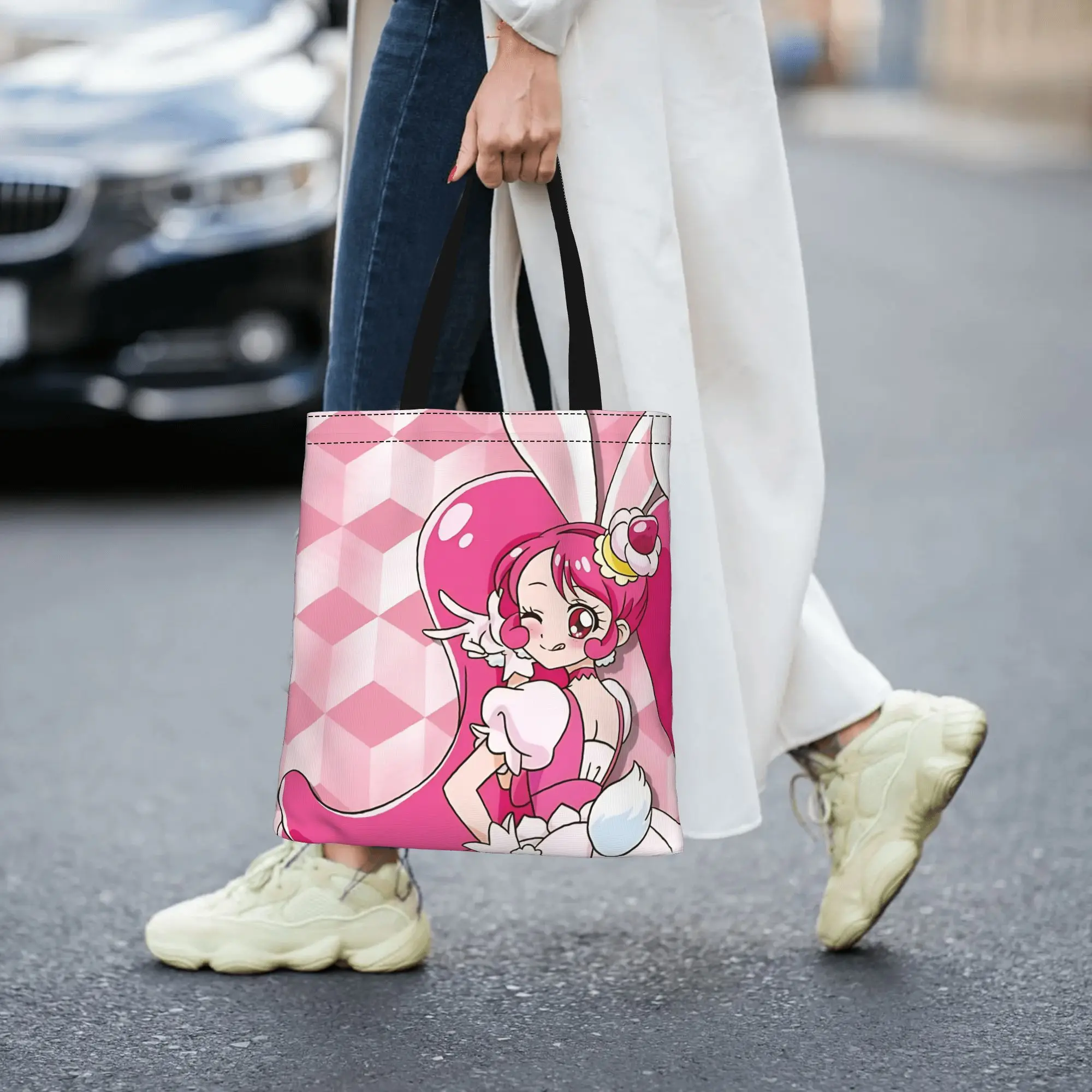 

Женские сумки 2026: Холщовая сумка-тоут Pretty Cure для ежедневных поездок, большая вместимость, складная, с шикарным узором, подарки