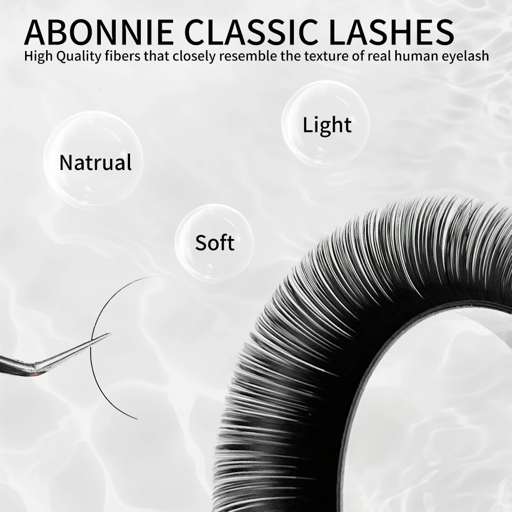 Abonnie Eyelashes Extension Silk Soft Professionals Individual Eyelash Extensions 16 Lines/Tray C/D Curl False Lashes Classic