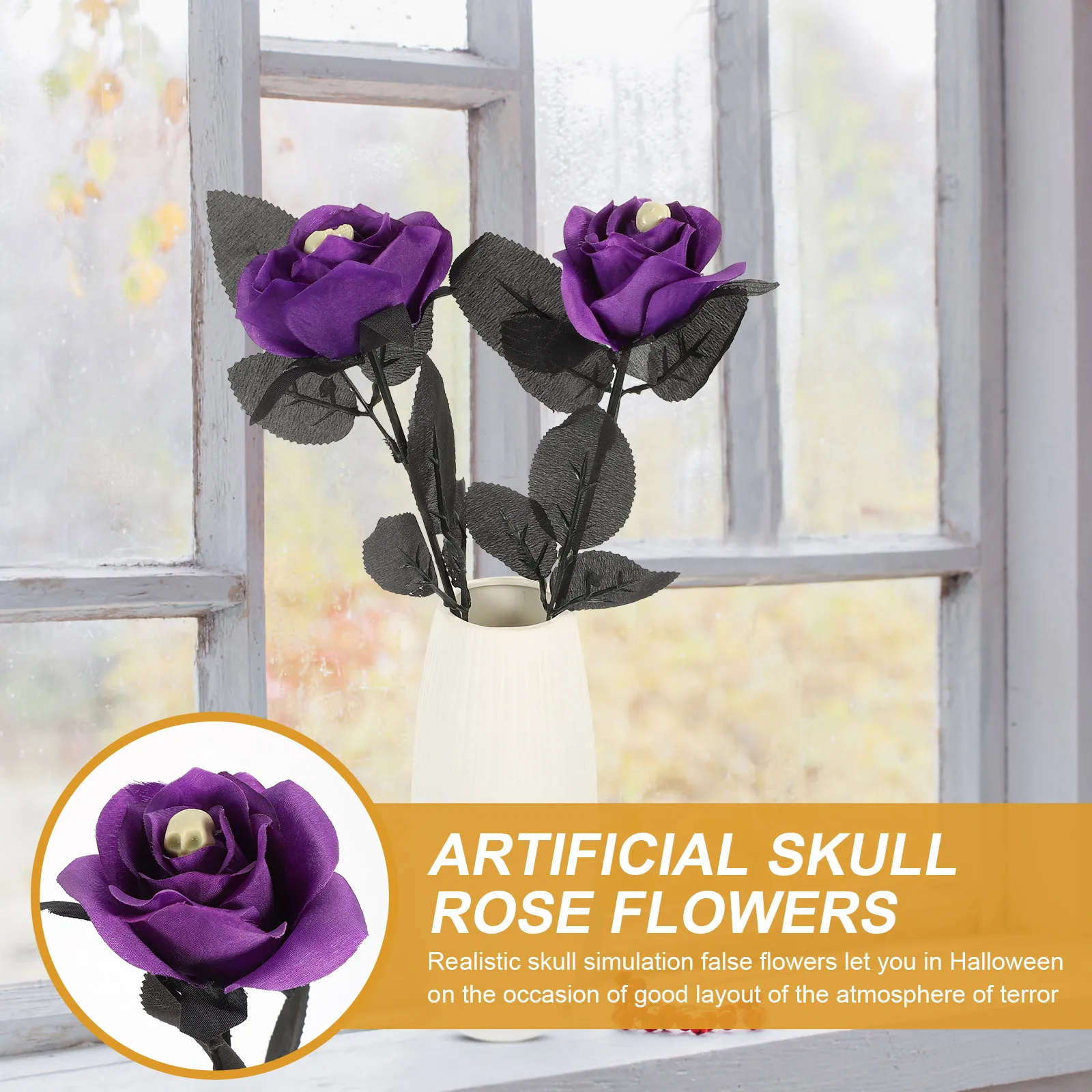 

Artificial Rose with Stem Skull Decoration Roses Party Goods Halloween Simulation Flower