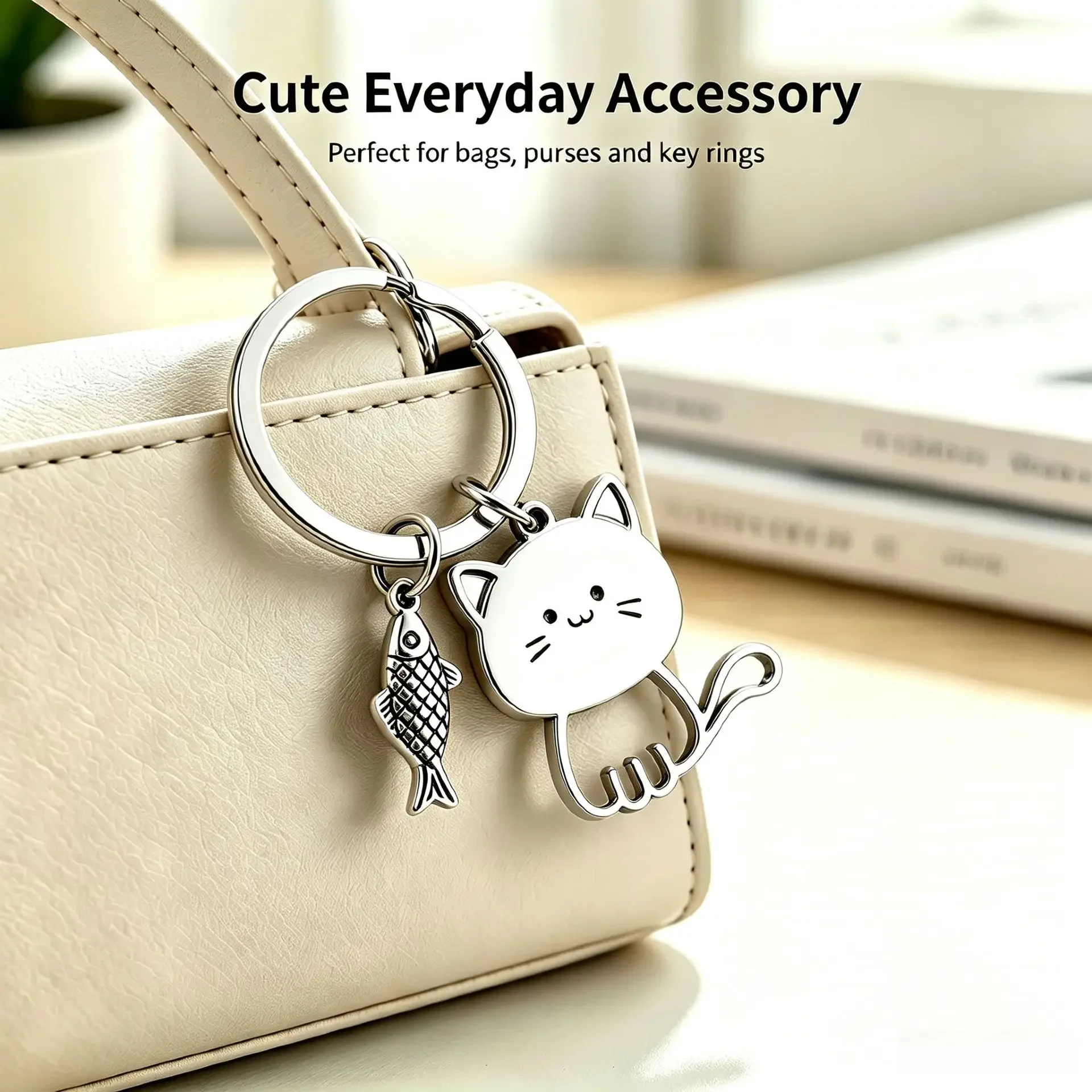 10pcs Cat Pendants, Pet Keychains, for Clothes, Backpacks, Car Keys, Metal Keychains, Key Rings, Phone Chains, New Year Gifts