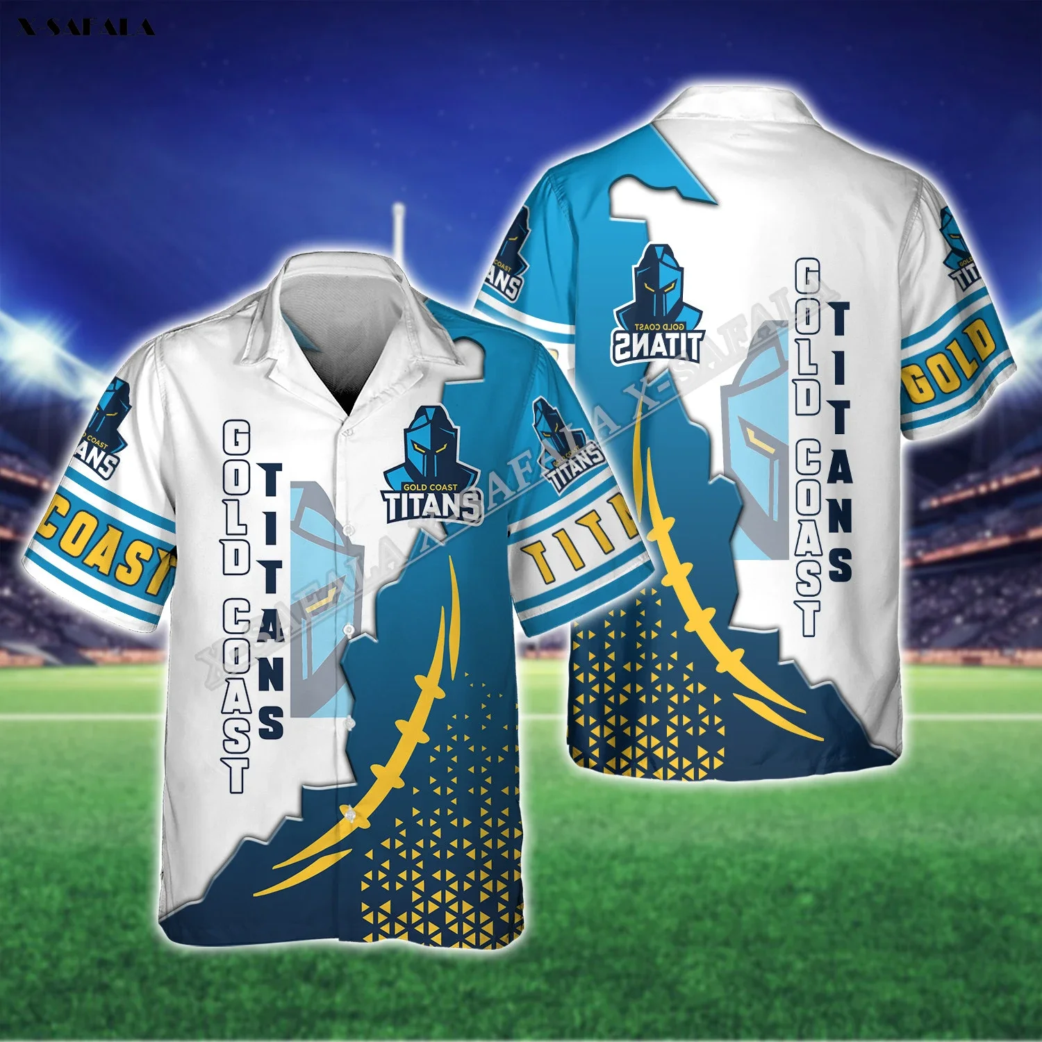 Australia Rugby Coast Titans Warringah Sea 3D Gift Sport Print Beach Hawaiian Shirt Short Sleeve Men Top Jersey