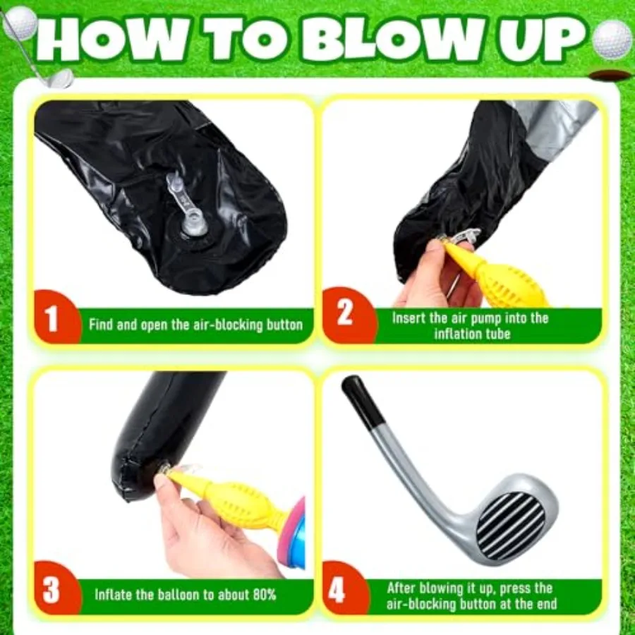 Juego de 16 Uds de globos de Golf, pelota de 18 pulgadas y 30 globos de aluminio en forma de palos para decoraciones para fiestas de cumpleaños, eventos temáticos de Golf, deportes Pa