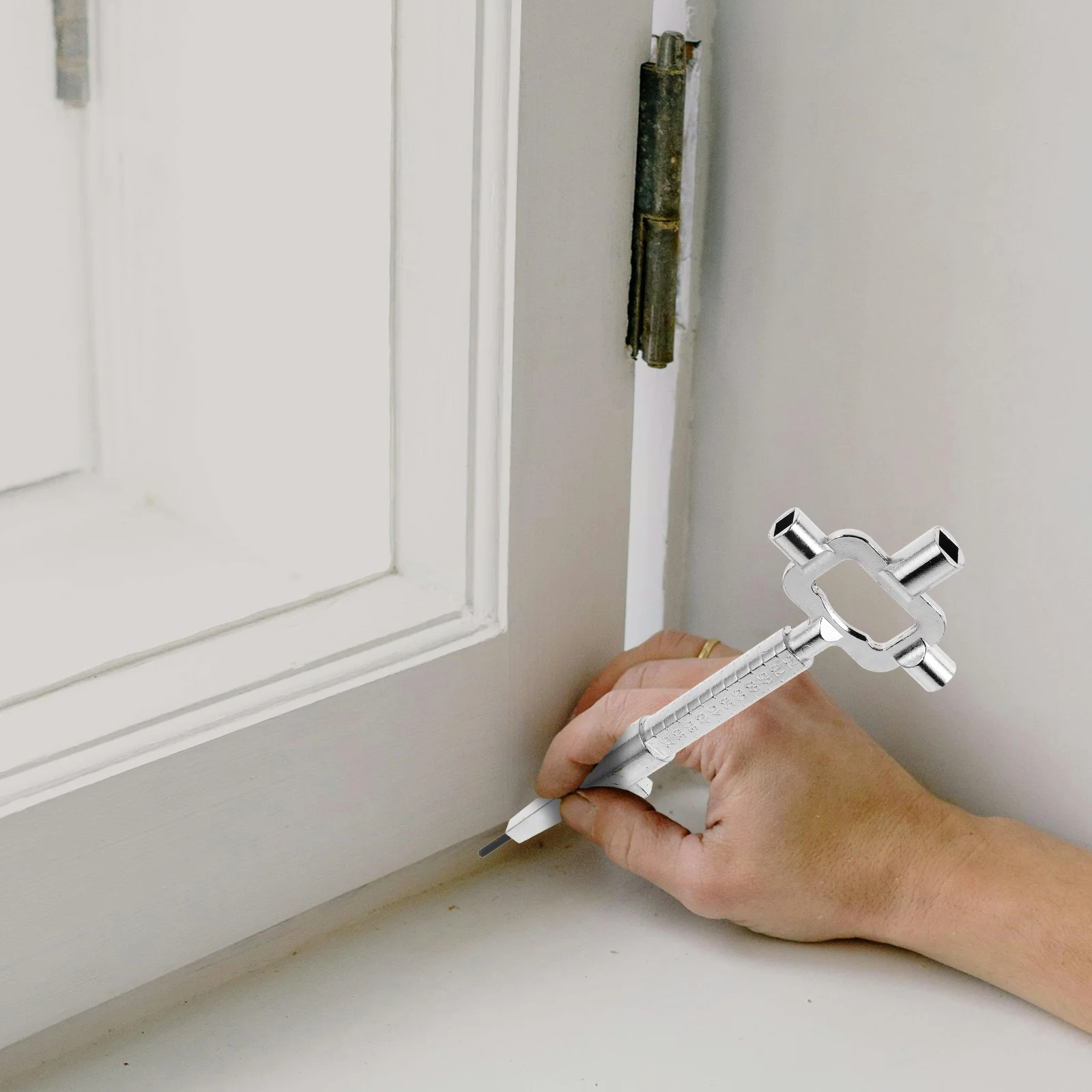 

Multifunctional Square Socket Utility Key Measuring Scale Durable Steel Construction Building Key Electrical Cabinet Gas Water