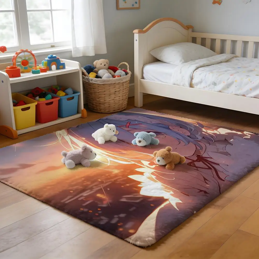 

Floor Mat Soft Flannel Rug Non-Slip Absorbent Mat for Bathroom Bedroom Home Decor Anime RE ZERO Hanging Bohemian