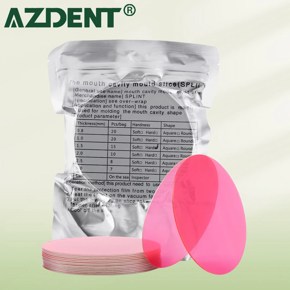 AZDENT Dental Orthodontic Splint Retainer Vacuum Forming Sheet 1.0/1.5/2.0mm Soft/Hard Round Shape Thermoforming Material