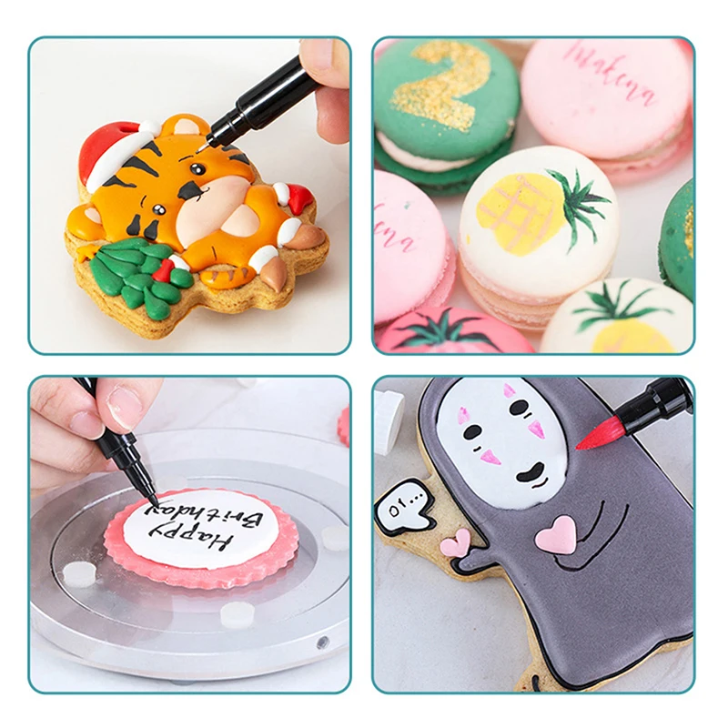 2PCS Black Food coloring Pens Double Sided Food Grade and Edible Marker Writers