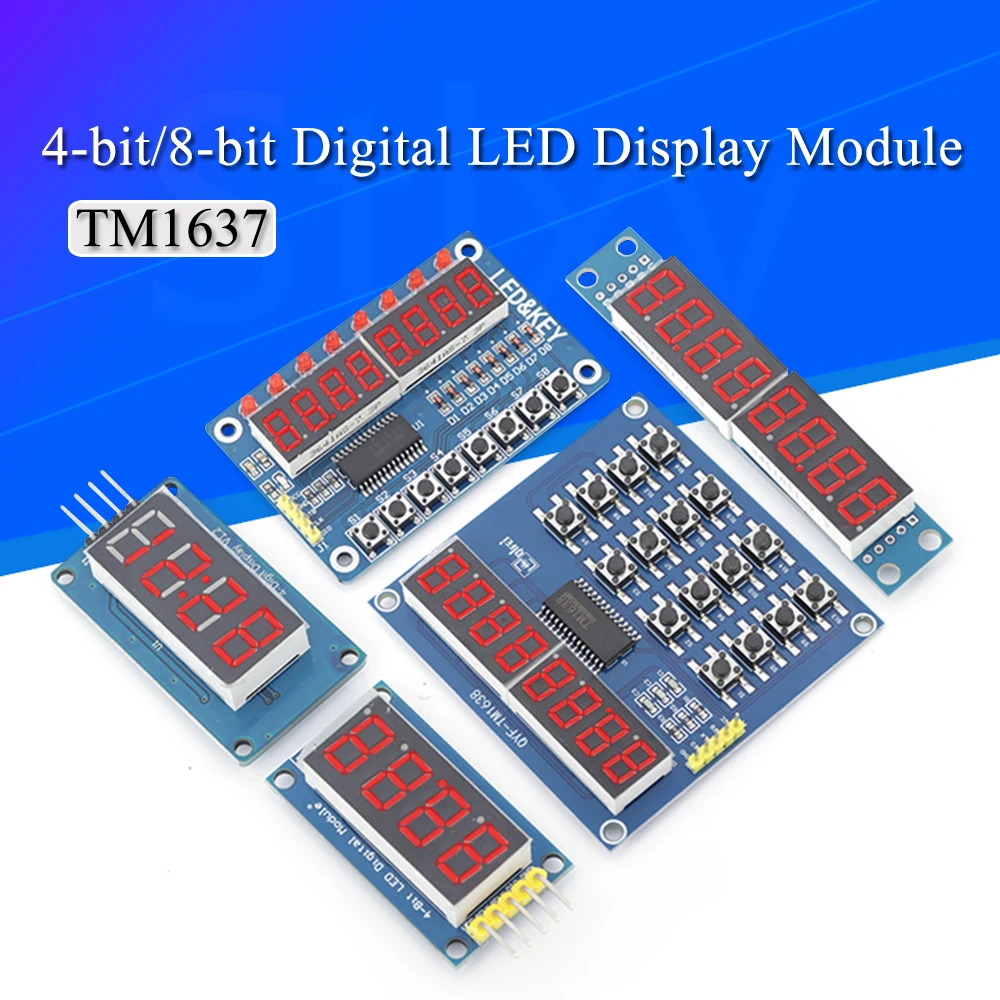 TM1637 4 Bits / TM1638 / 74HC595 8 bit Digital LED Display Module 7 Segment 0.36Inch Clock RED Anode Tube Four Serial Driver