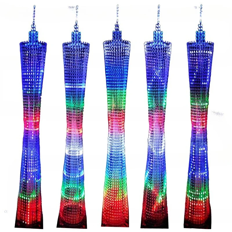 64-Floor Canton Tower DIY Kit LED Small Waist, Light Cube Electronic Production Parts STM32 Microcontroller