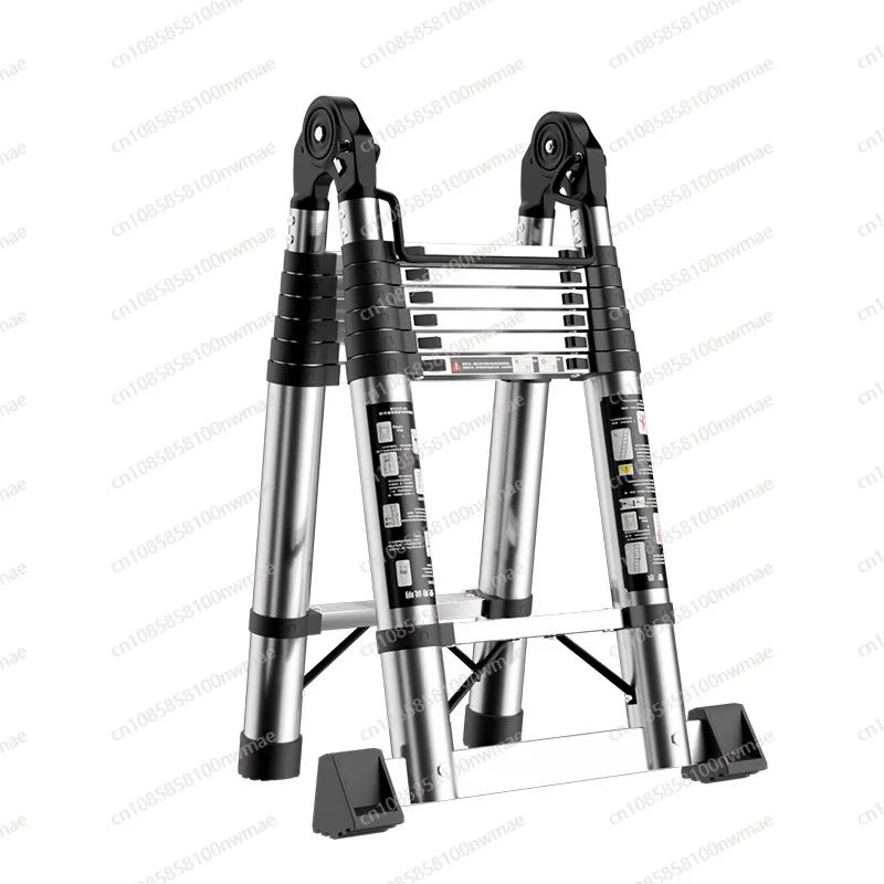 سلم متعدد الوظائف منزلي متعرج محمول قابل للطي سلم من الخيزران يرفع الفولاذ المقاوم للصدأ متعرج #1