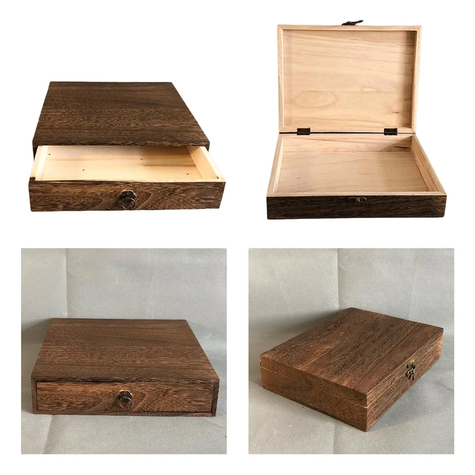 Rectangle Home Office Table Craft Brown Box Beautiful Natural Document Treasure Gadget Grande Traditional Retro for Desktop Home