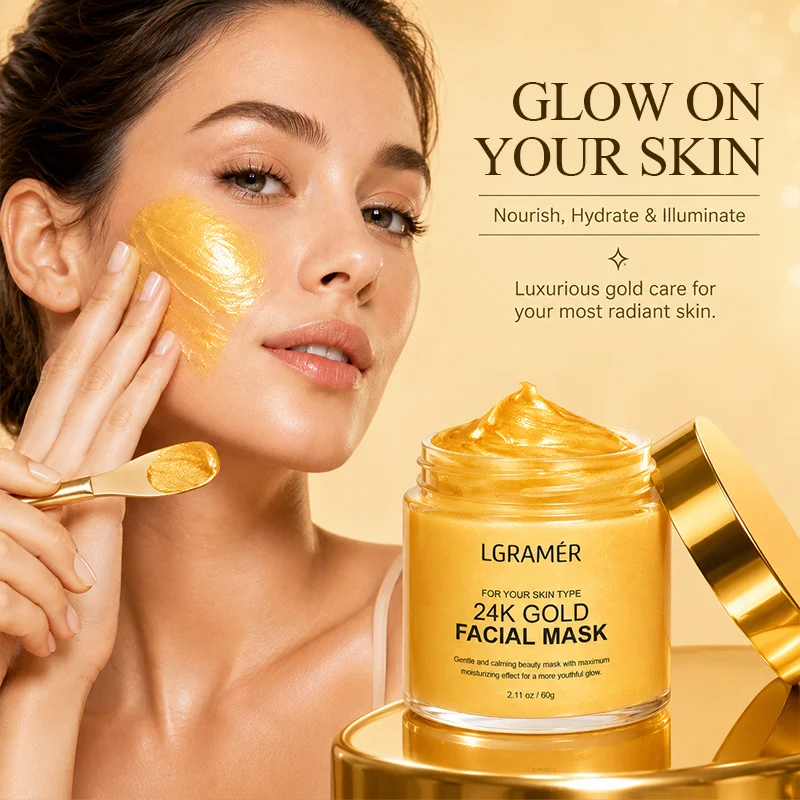 24K Gold Gesichtsmaske, Anti-Aging Gold Gesichtsmaske für makellose und mit Feuchtigkeit versorgte Haut, hilft, Falten, feine Linien und Aknenarben zu reduzieren.