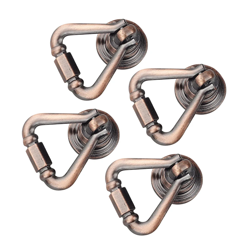 

4pcs Vintage Copper Cabinet Handles Drawer Pulls Zinc Alloy Decorative Wardrobe Bathroom Office Use Multi Purpose Triangle
