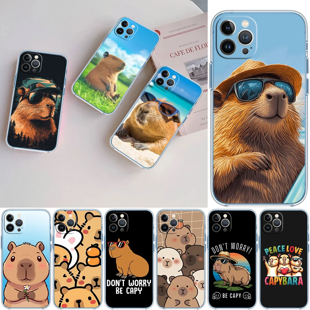 LO19 Cartoon  Capybara Soft Shell Transparent Phone Case for Samsung Galaxy A04 A04S A14 A23 A34 A54 M23 M33 M52 M53