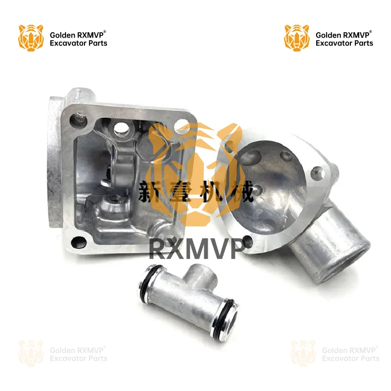 For Kobelco 200-3/-5 Thermostat Seat Assembly Mitsubishi 6d31 Engine Thermostat Upper And Lower Cover Tee Excavator Accessories