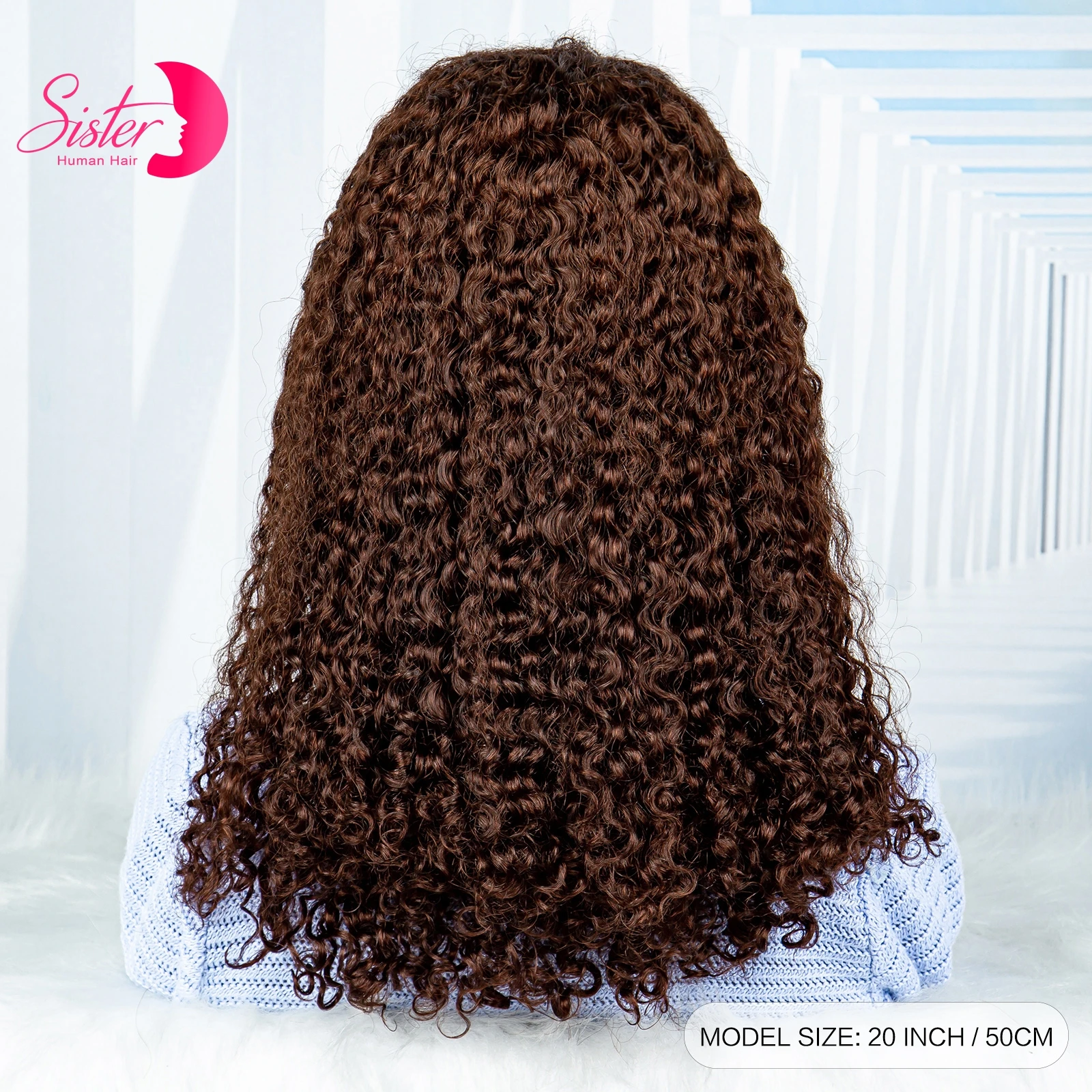 12A Double Drawn Chocolate Brown Bouncy Curly Human Hair Wigs 300% Density 13x4 Lace Frontal Water Wave Human Hair Wig for Women