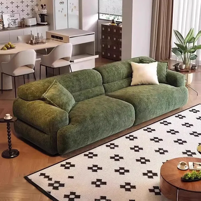 for Valley Sofa French Retro Chenille Fabric Living Room New Medieval Green Lamb Wool Couch