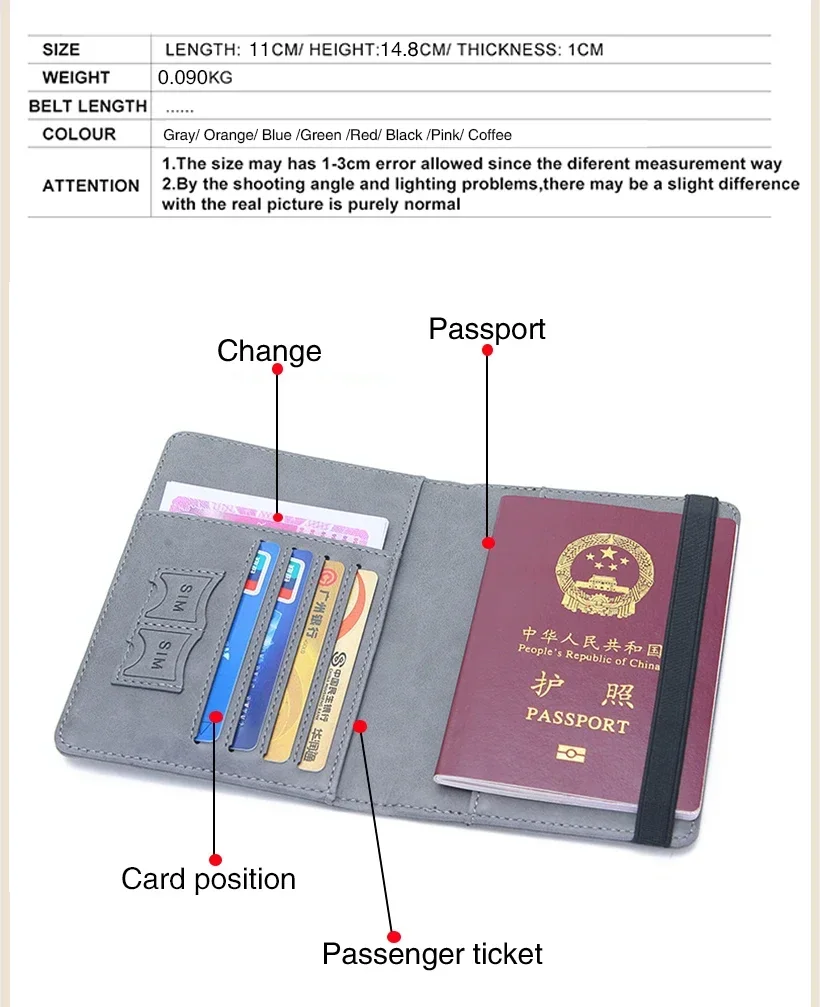 منتج جديد مخصص RFID بو الجلود قصيرة حامل بطاقة جواز السفر متعددة الوظائف معرف البنك بطاقة الائتمان المحفظة للنساء والرجال