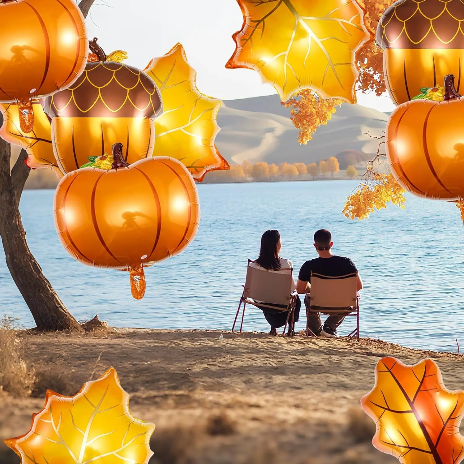 16 Pcs Fall Balloons Thanksgiving Balloons Foil Balloons Pumpkin Acorn Maple Leaf Balloons for Birthday Wedding Party Supplies - image 6