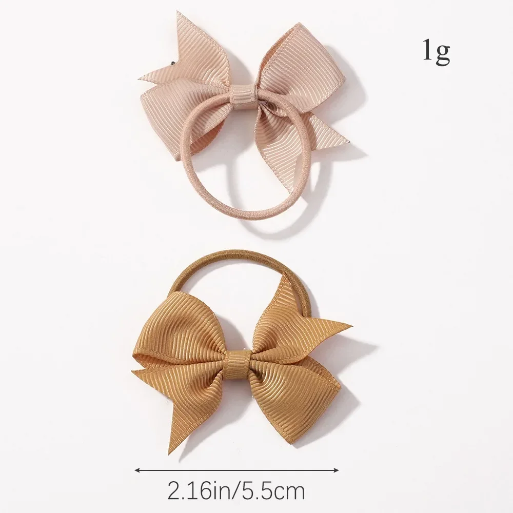 10pcs/set Sweet 2.16inch Solid Ribbon Bowknot Hairband for Girls Elastic Satin Headband Hair Rope Headwear Hair Accessories