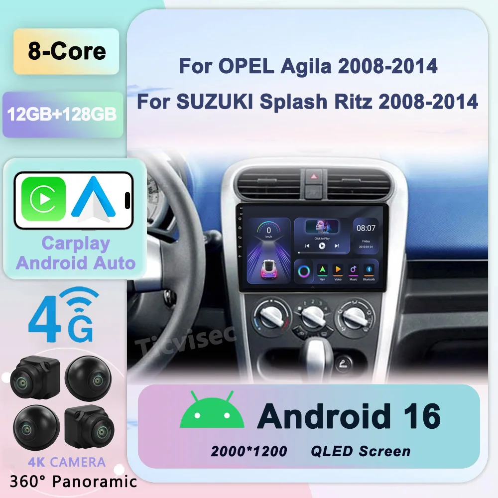 

Android 16 Car Radio Player For OPEL Agila 2008-2014 For SUZUKI Splash Ritz 2008-2014 GPS Navigation Stereo Unit WIFI