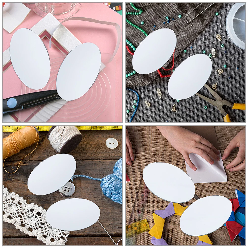 30 szt. Szklane lustrzane soczewki owalne do projektów DIY, gładka, błyszcząca powierzchnia, idealne do samodzielnego projektowania luster do makijażu.