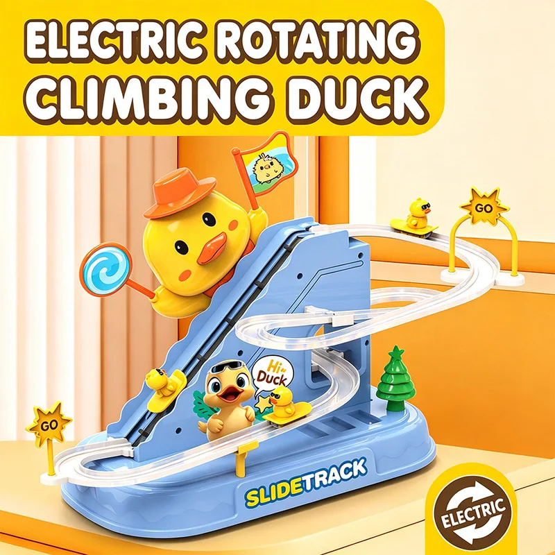 Ducks Stair Climbing Toys Flashing Lights And Music Duck Roller Coaster Track Escalator Toy Parent Child Interactive Games