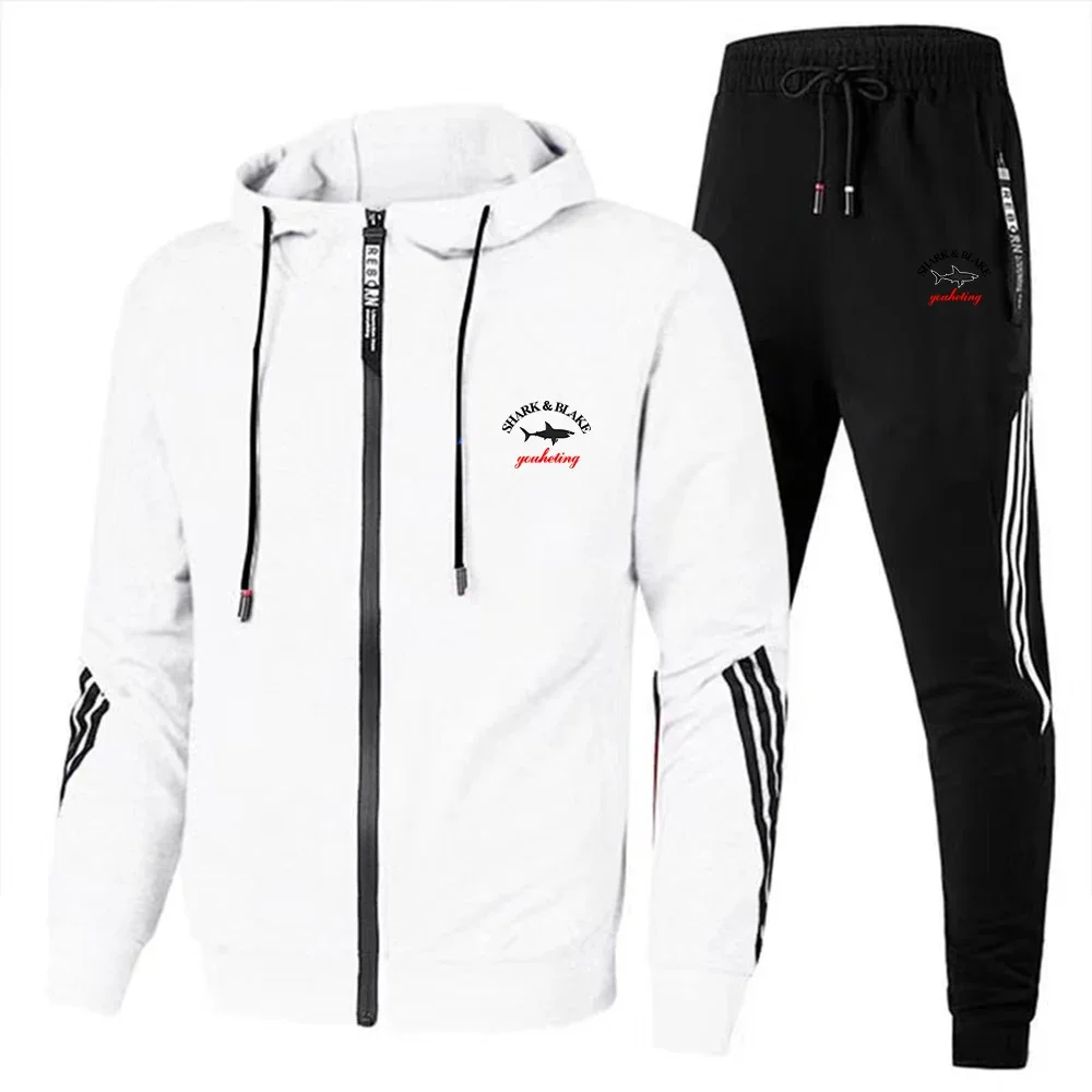 

2025 Fashion outdoor leisure Spring and autumn men's sports suit long-sleeved hoodie + jogging pants 2-piece fitness running sui