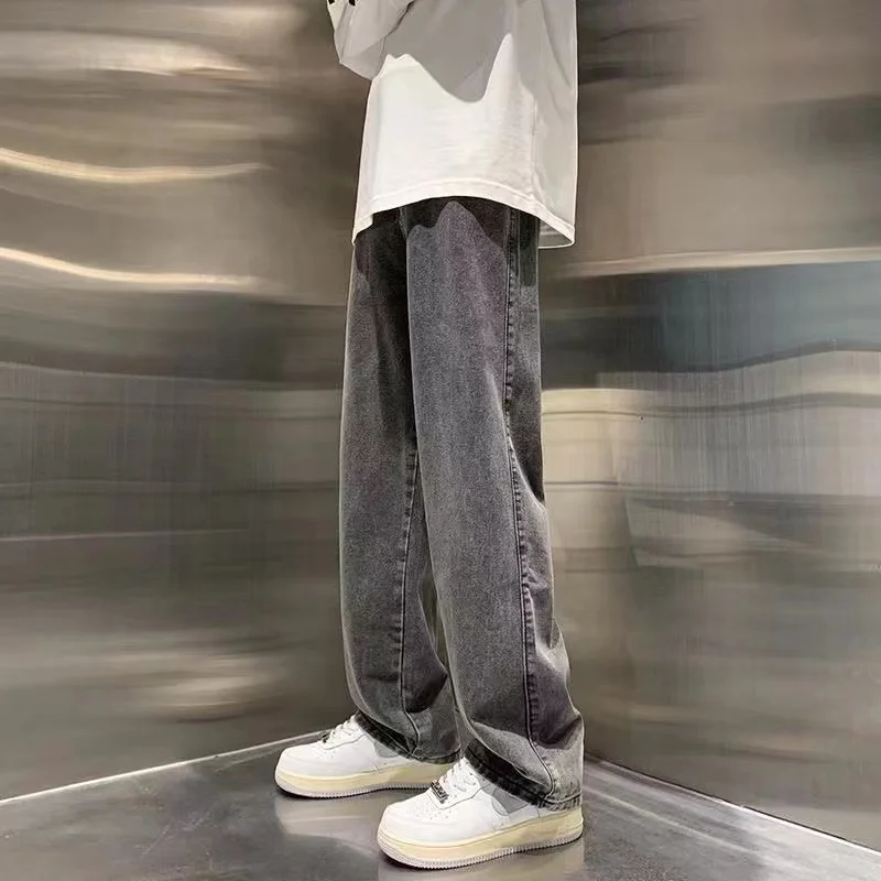 2025 الربيع/الصيف الأمريكية مستقيم الساق ليوسيل الجينز الرجال الموضة تنوعا فضفاض بنطال رفيع الرجال غسلها الرجعية الجينز الأزرق #4
