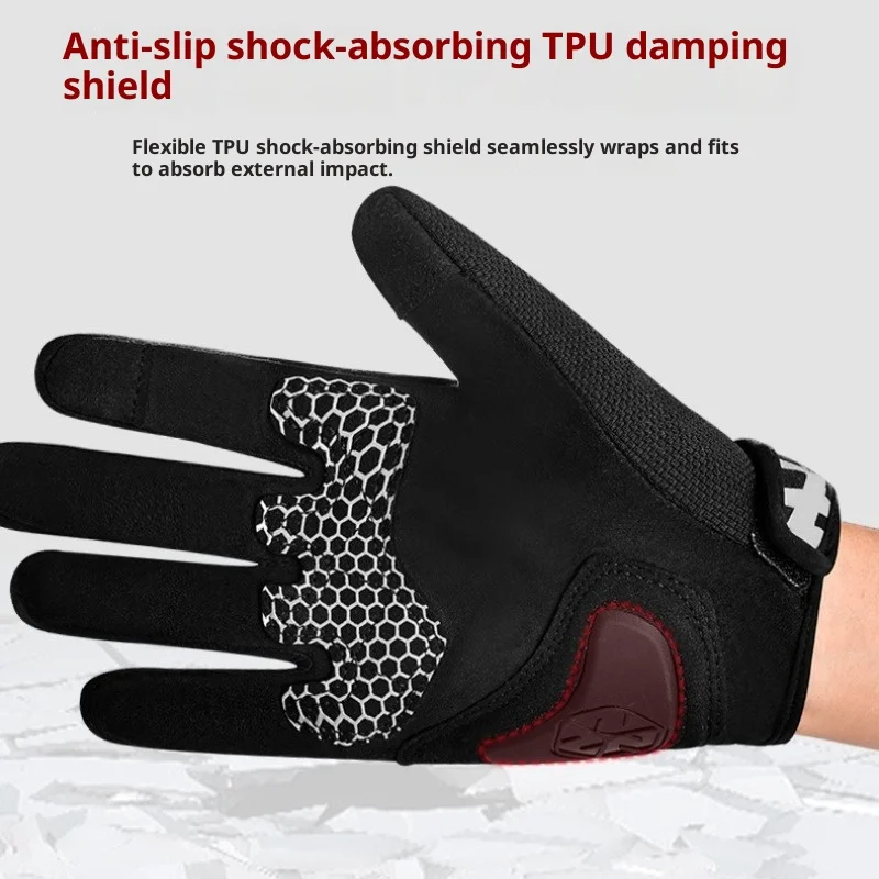Carbon Fiber Motorcycle Gloves Four Seasons Touchscreen Riding Gloves Windproof Anti-Scratch Protective Gloves Cycling Racing