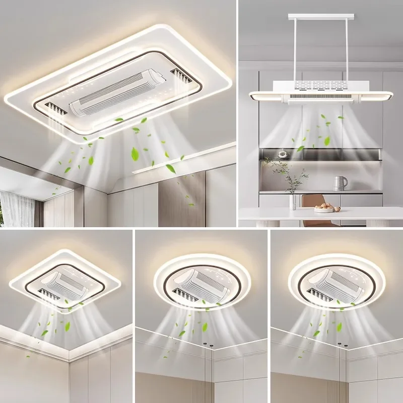 Invisible leafless LED ceiling fan light simple home decoratio living room bedroom hotel remote control intelligent hanging lamp